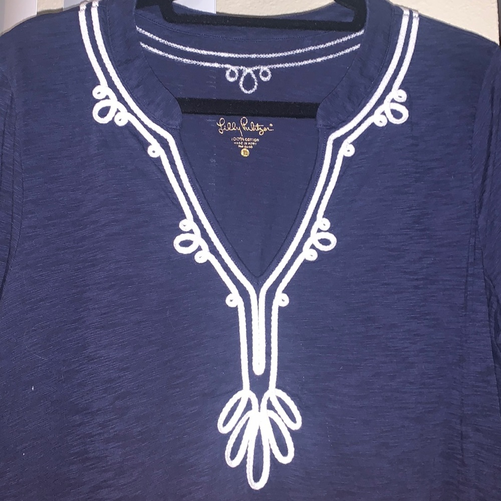 Blue 3/4 length Lily Pulitzer shirt